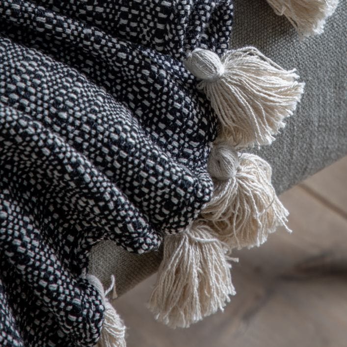 DUSTIN polycotton throw with tassels | MalletandPlane.com