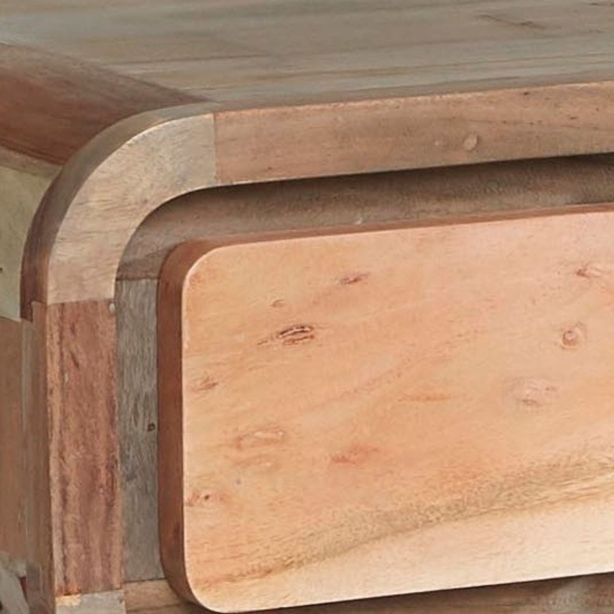 Kasia handmade home study desk with 2 drawers in solid acacia wood and reclaimed metal base | MalletandPlane.com