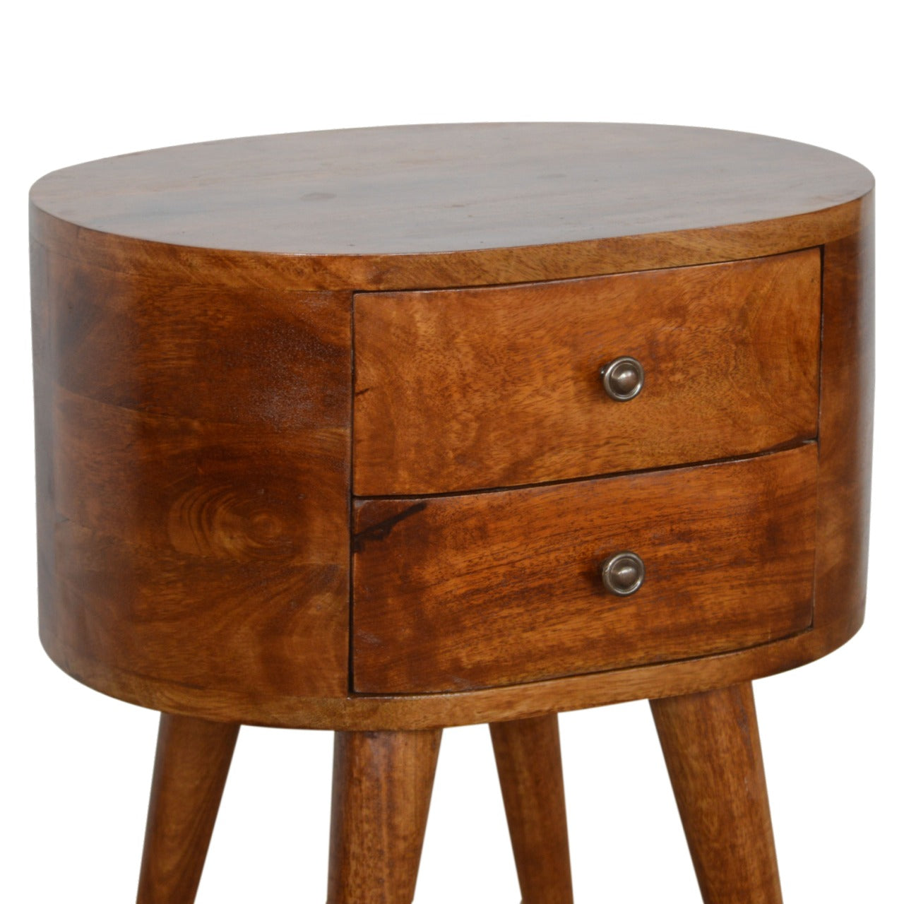 Regent Handmade Solid Wood Bedside Table with 2 Drawers in Deep Chestnut Finish | malletandplane.com