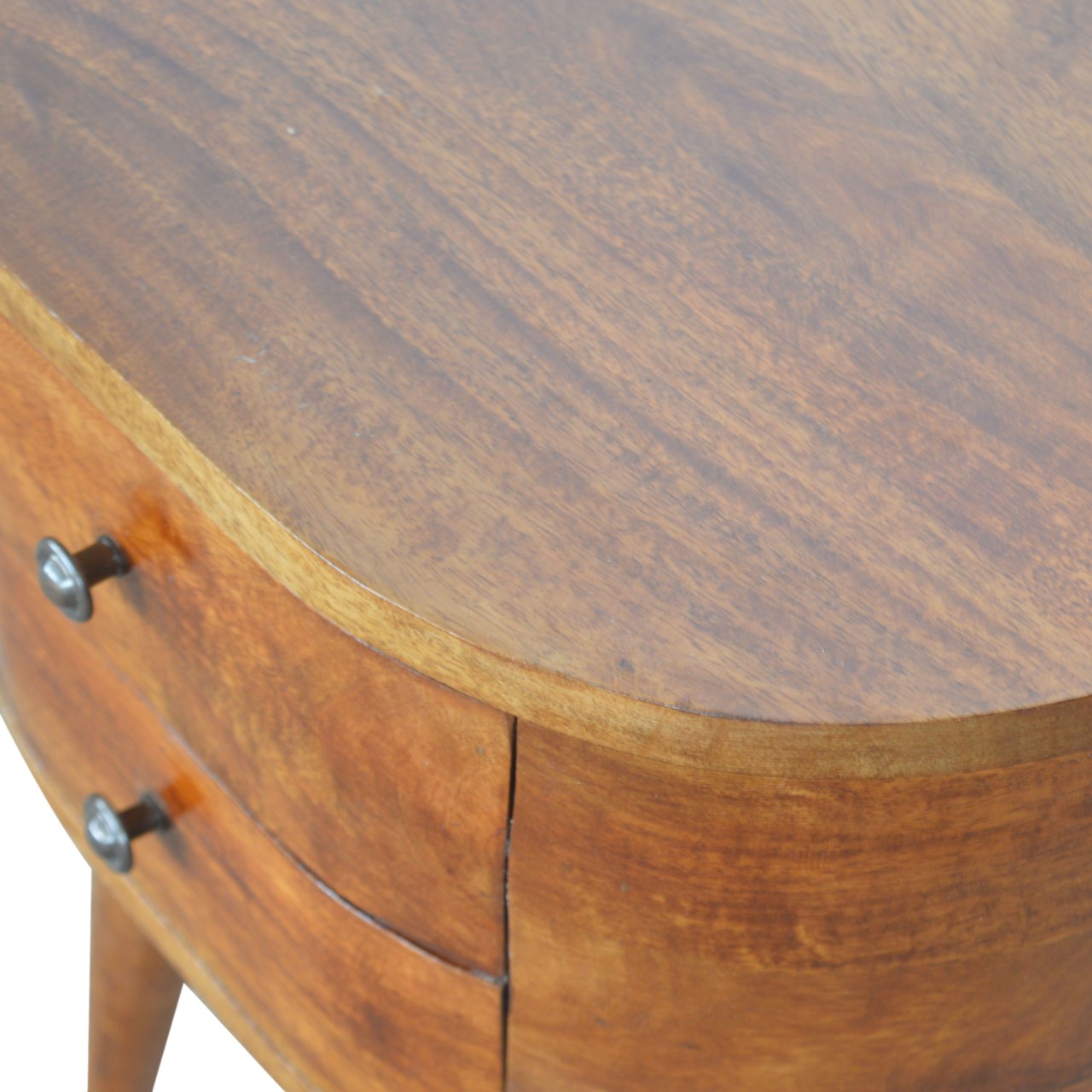 Regent Handmade Solid Wood Bedside Table with 2 Drawers in Deep Chestnut Finish | malletandplane.com