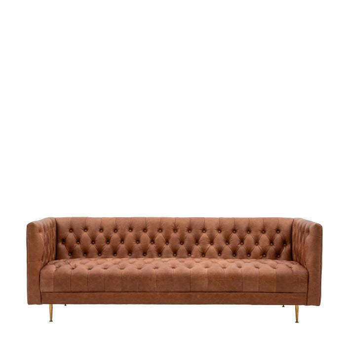 Banbury deep buttoned 3 seat brown leather sofa | malletandplane.com