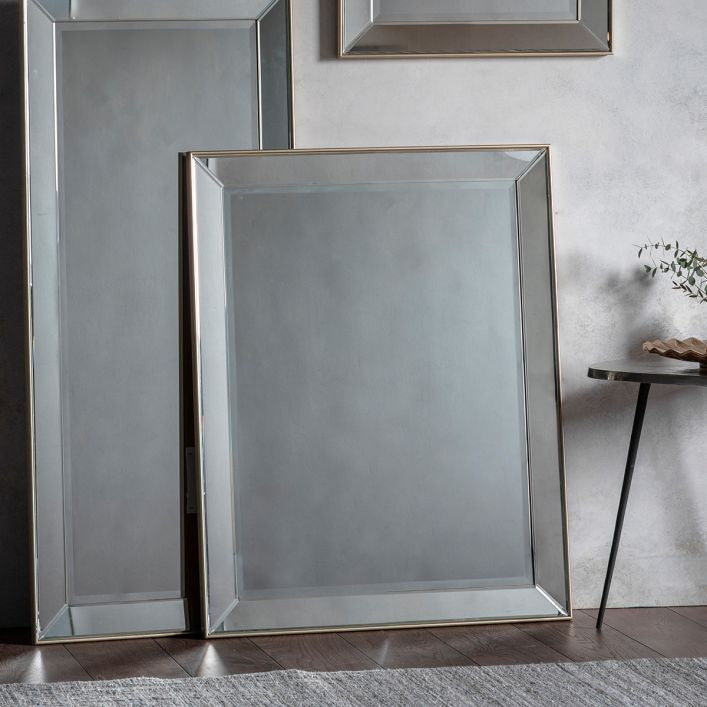 Baker large rectangular wall mirror with champagne frame | malletandplane.com