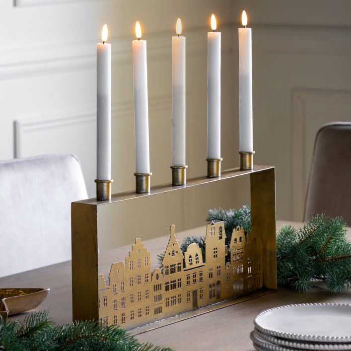 Prinsengracht gold candle holder with space for 5 slim candles | MalletandPlane.com