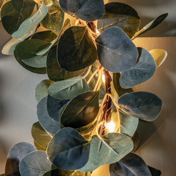 Eucalyptus LED Decorative Festive Wreath with battery operated integrated LED lights | MalletandPlane.com