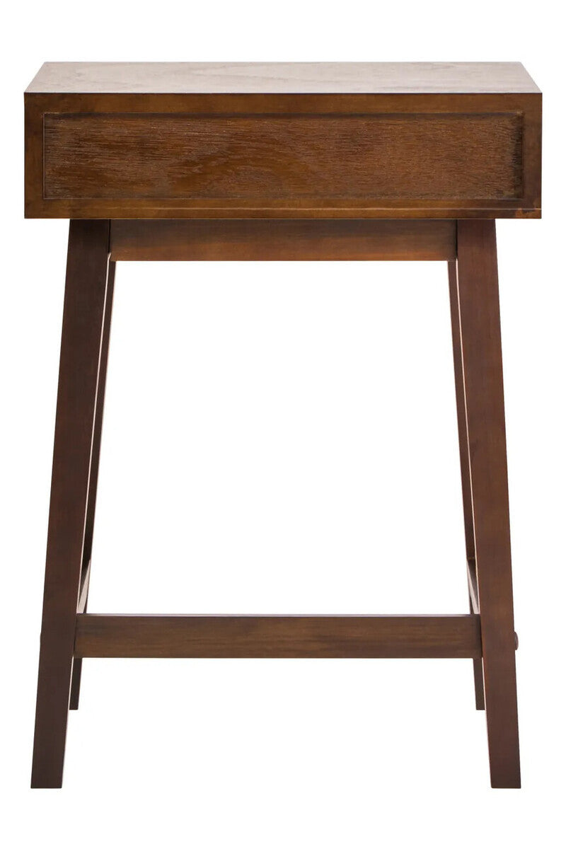 Blake Walnut Bedside Table 66cm Tall 1 Drawer Pine Wood Nightstand
