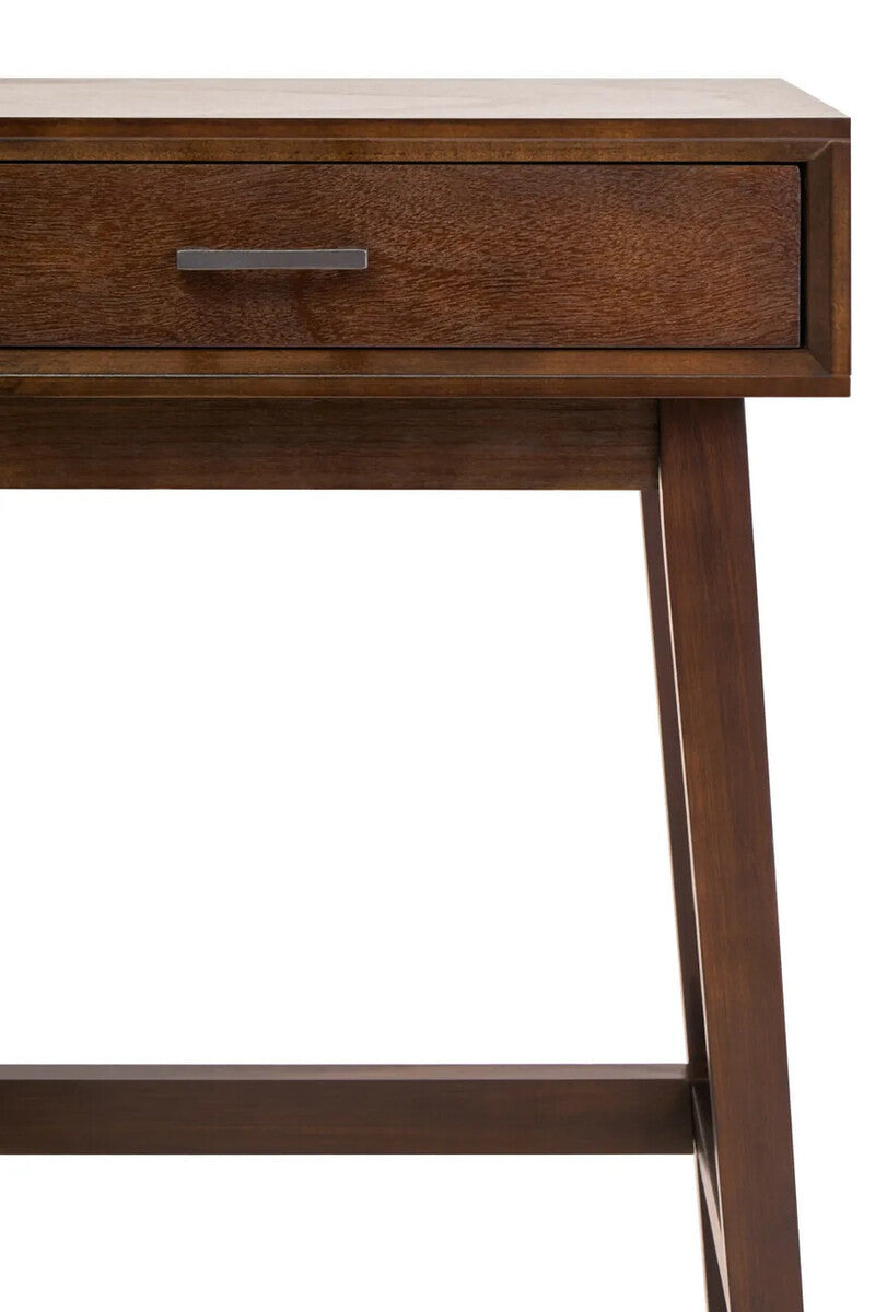 Blake Walnut Bedside Table 66cm Tall 1 Drawer Pine Wood Nightstand