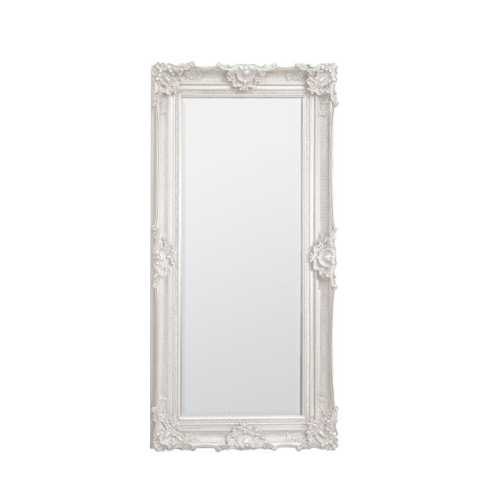 Versailles baroque style large leaner mirror in off white with bevelled glass  | MalletandPlane.com