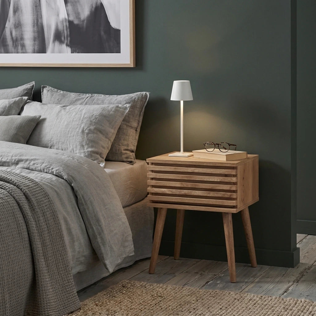 LARVIK Bedside Table with Drawer – Small Natural Wood