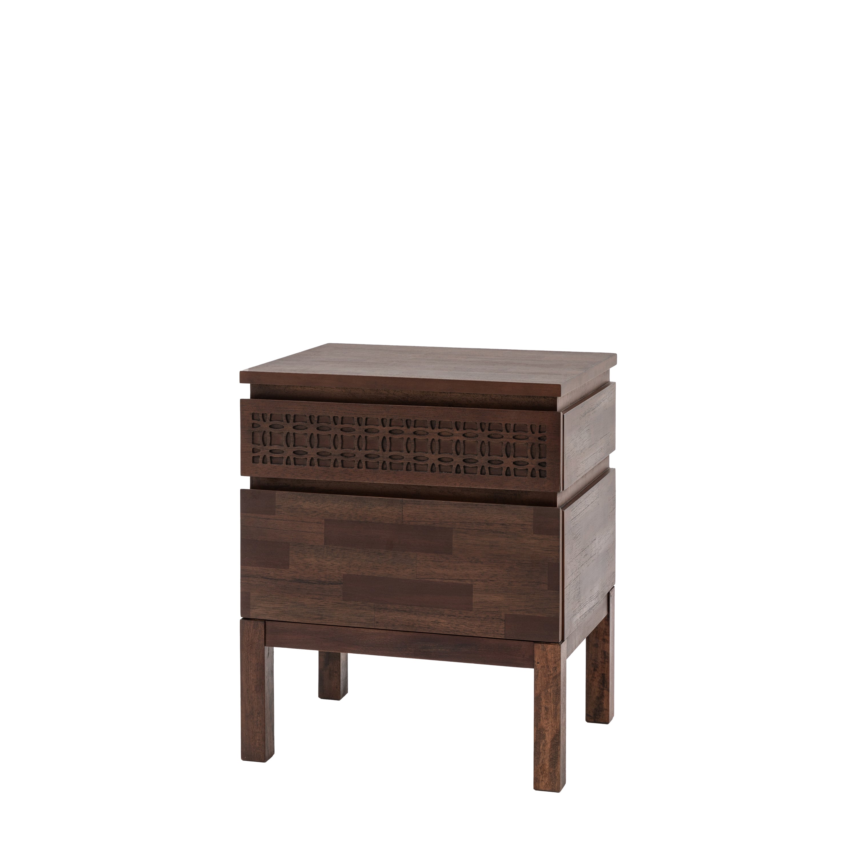 Laylah Brown 2 Drawer Bedside Table - detail and lifestyle view 3