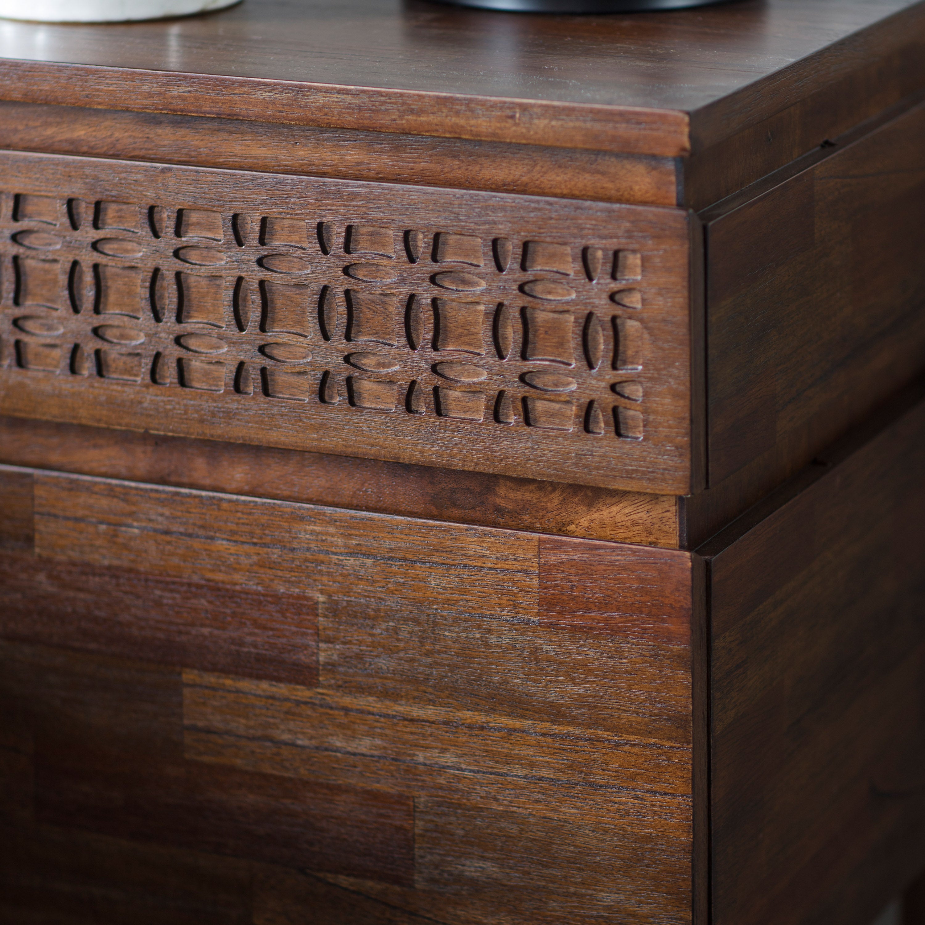 Laylah Brown 2 Drawer Bedside Table - detail and lifestyle view 6