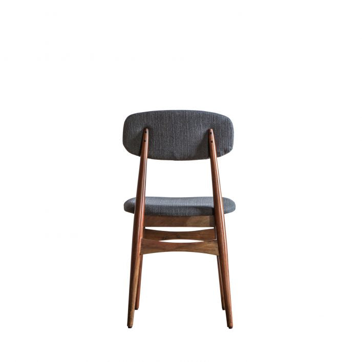 Set of 2 Fresca mid-century dining chairs in walnut finish with grey upholstery | MalletandPlane.com