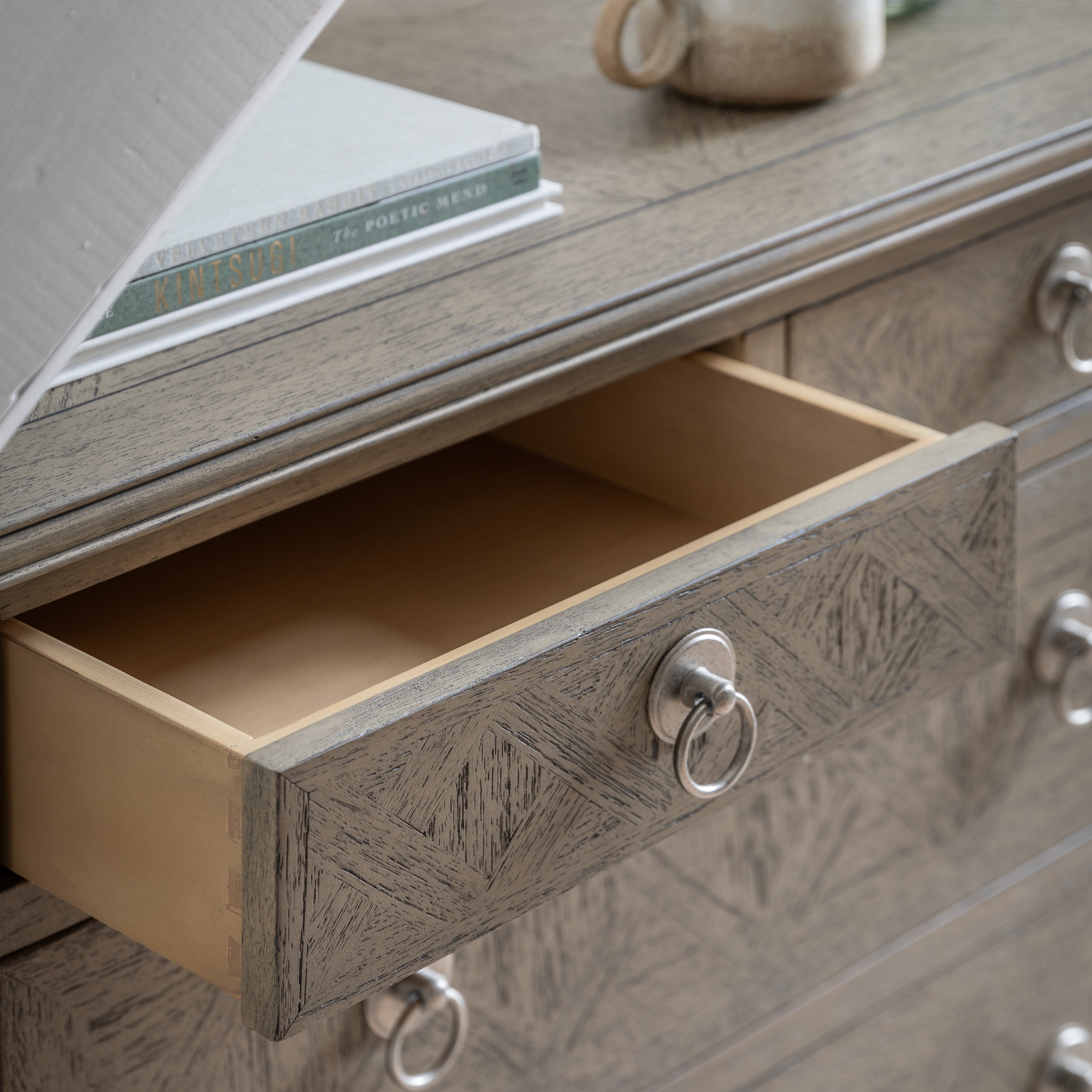 YARROW Natural 5 Drawer Chest of Drawers - detail and lifestyle view 4