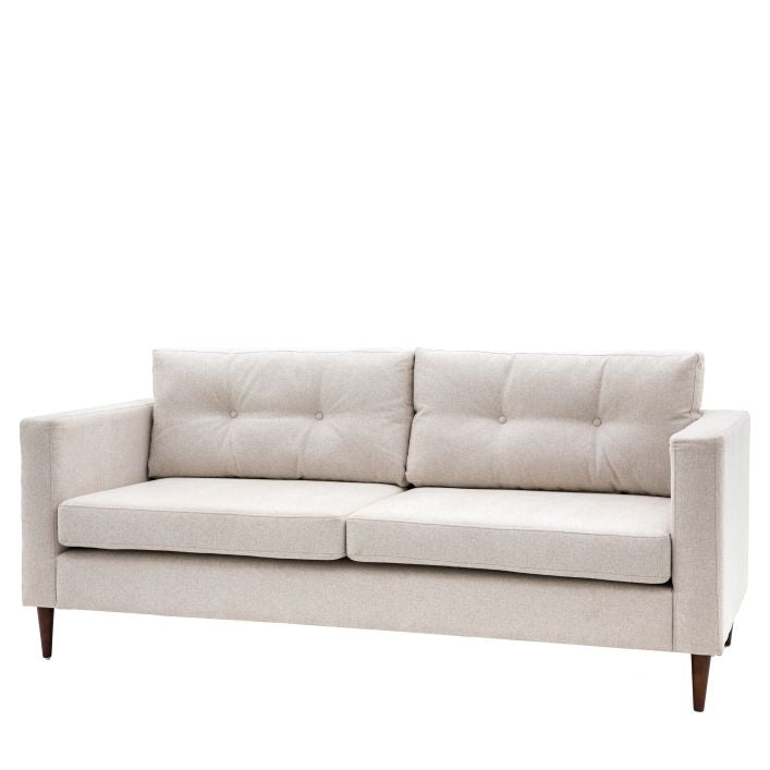 Chelsea contemporary 3 seat sofa in a choice of 3 colours with elegant tapered wooden feet | malletandplane.com