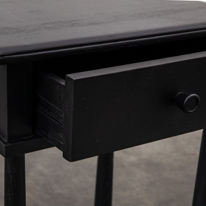 Axel black oak 1 drawer dressing table | malletandplane.com
