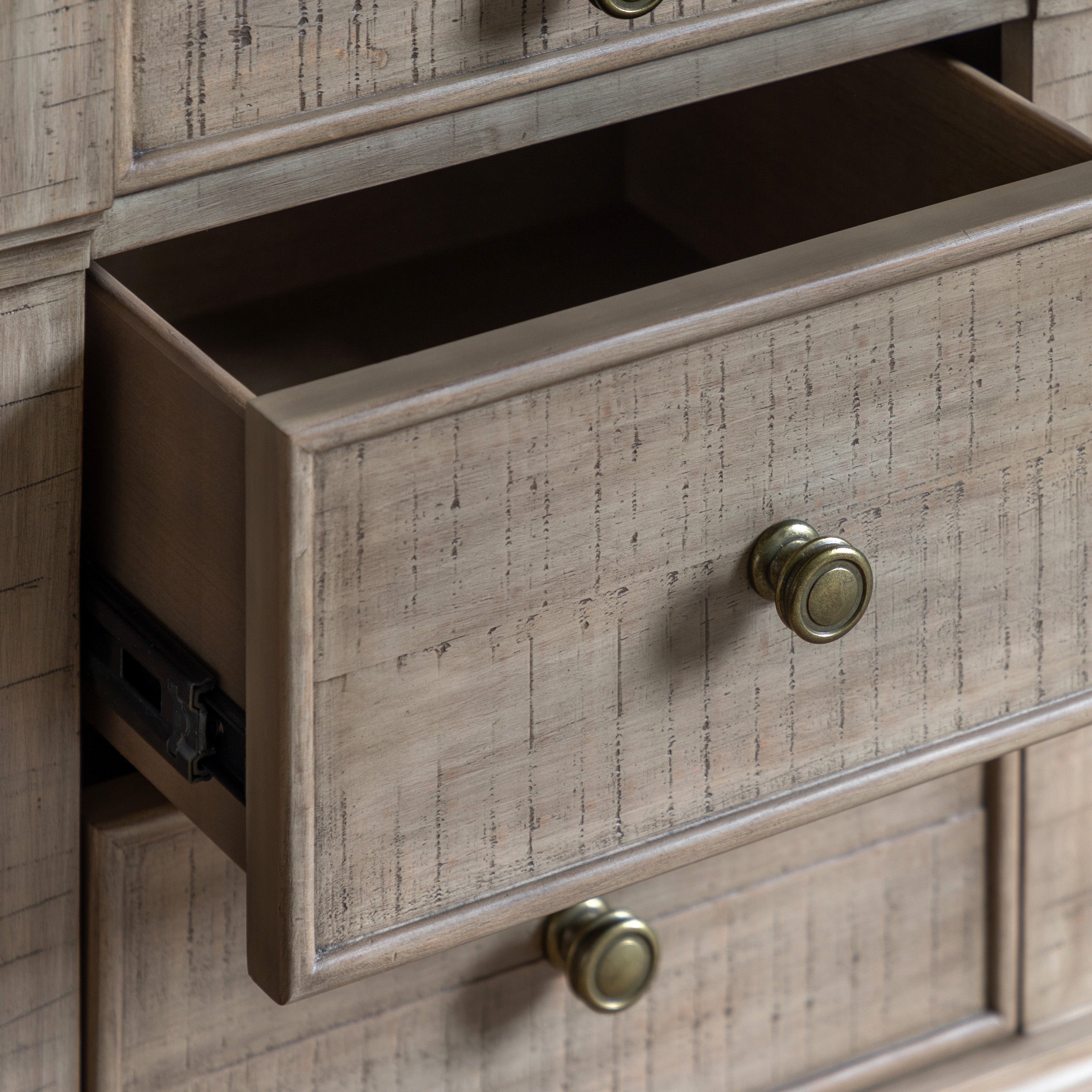 Bromley Natural 3 Drawer Bedside Table - detail and lifestyle view 7