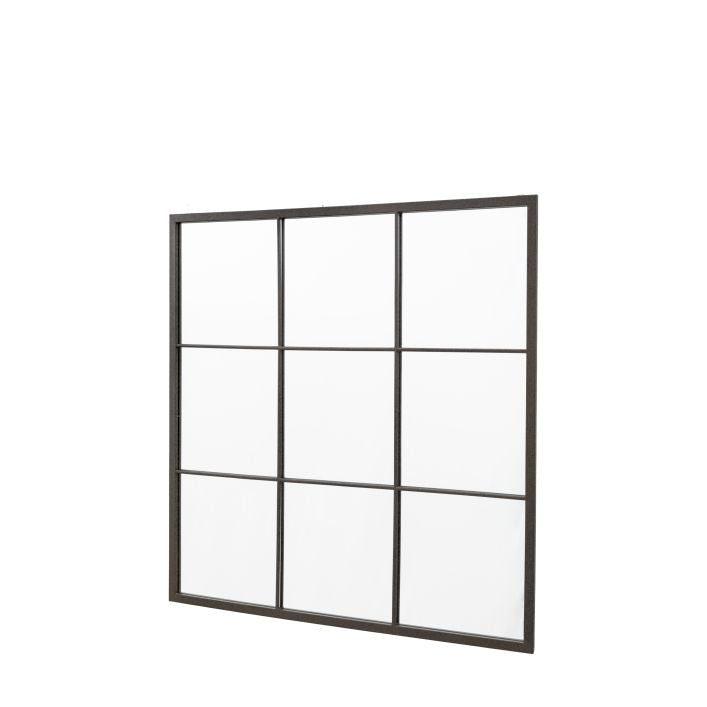 Bermondsey 9 pane industrial style medium square mirror with black frame | malletandplane.com