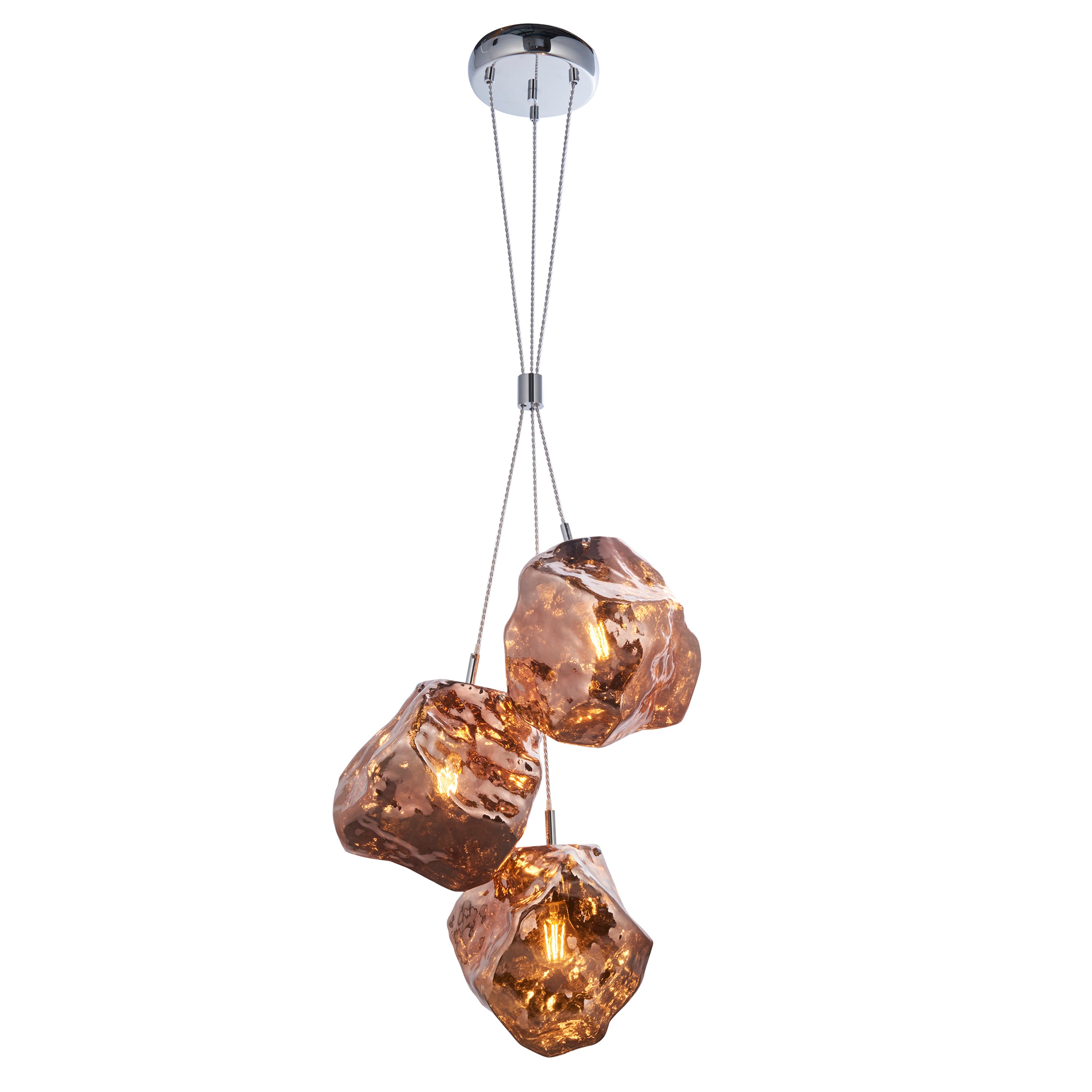 Rok Trio pendant light in steel and glass | MalletandPlane.com