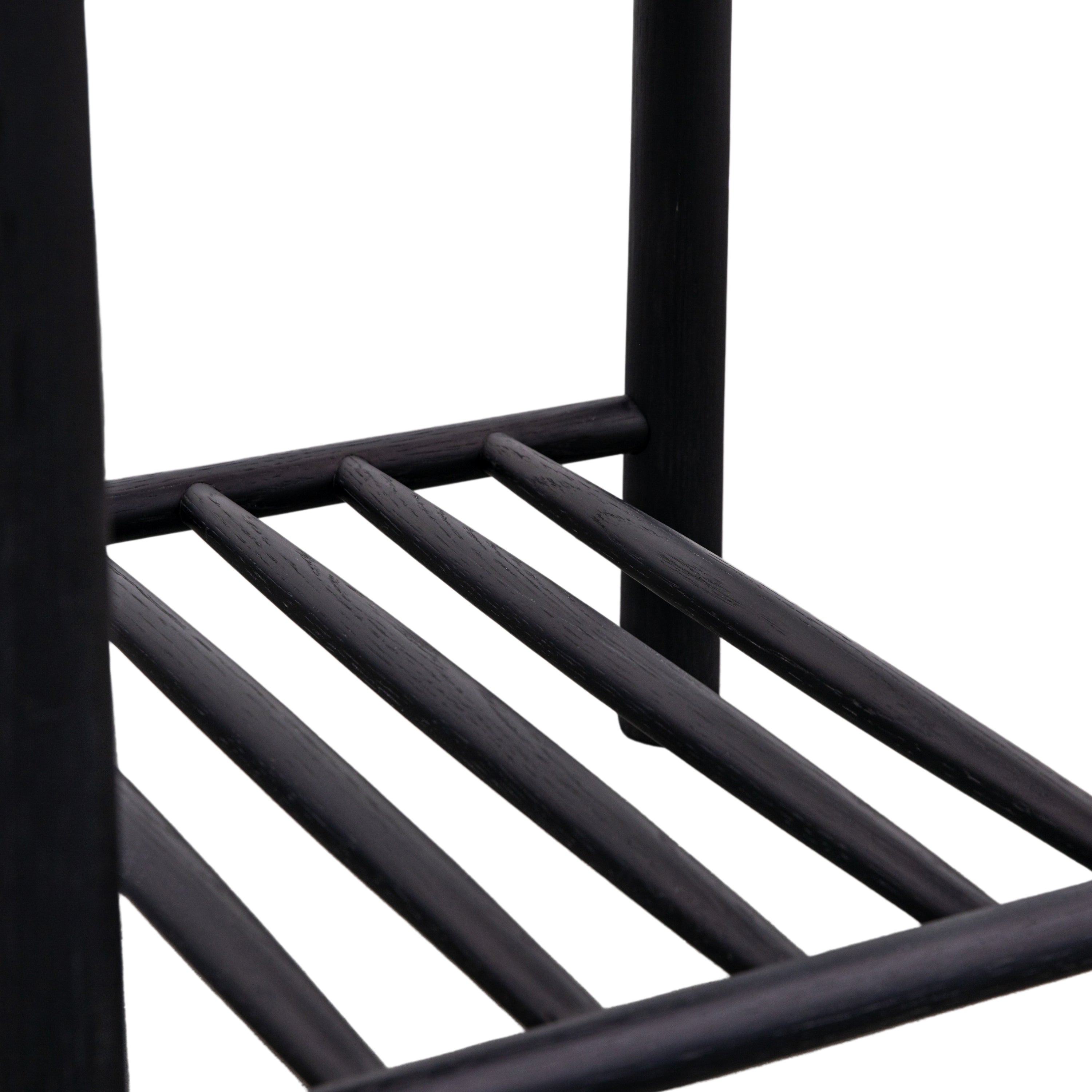 AXEL Nordic side table in black with spindle lower shelf | MalletandPlane.com