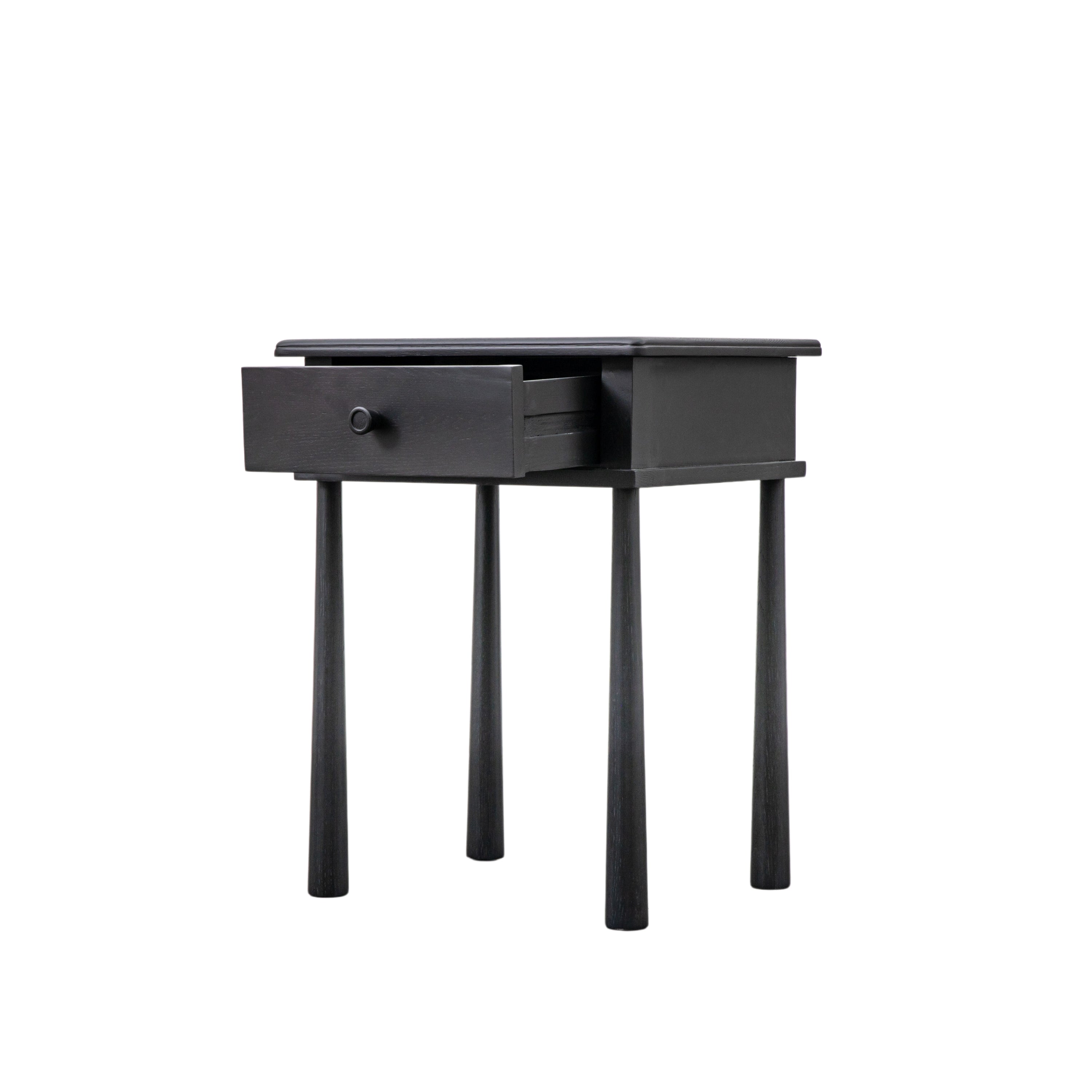Axel Nordic style black bedside table with pull out drawer | MalletandPlane.com