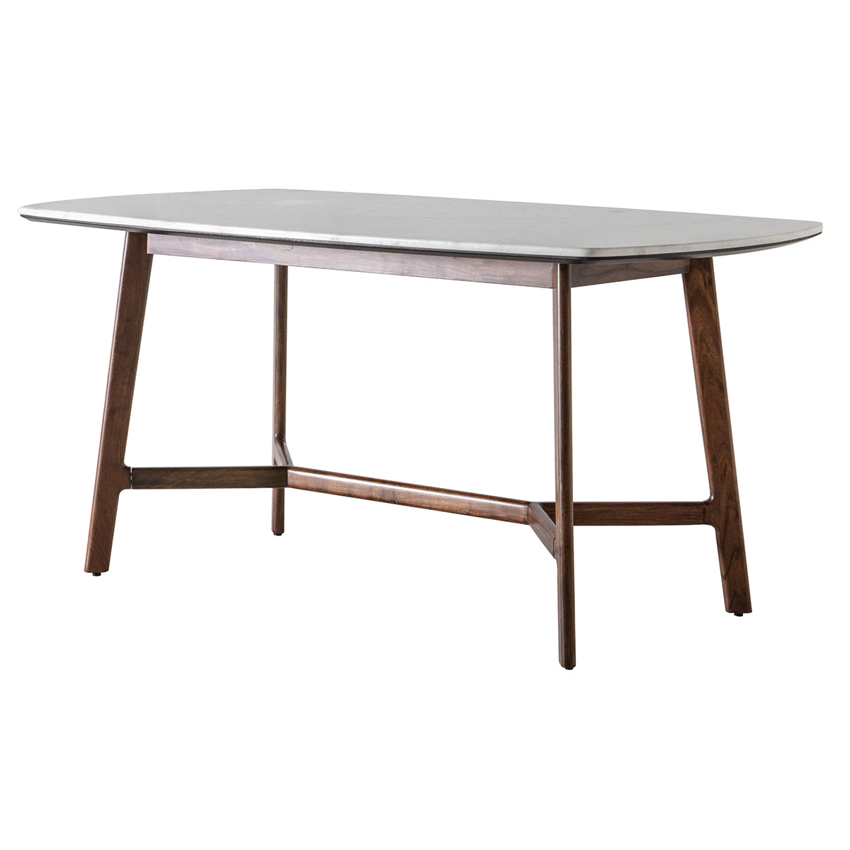 Fresca acacia wood dining table in rich walnut finish with marble top | MalletandPlane.com