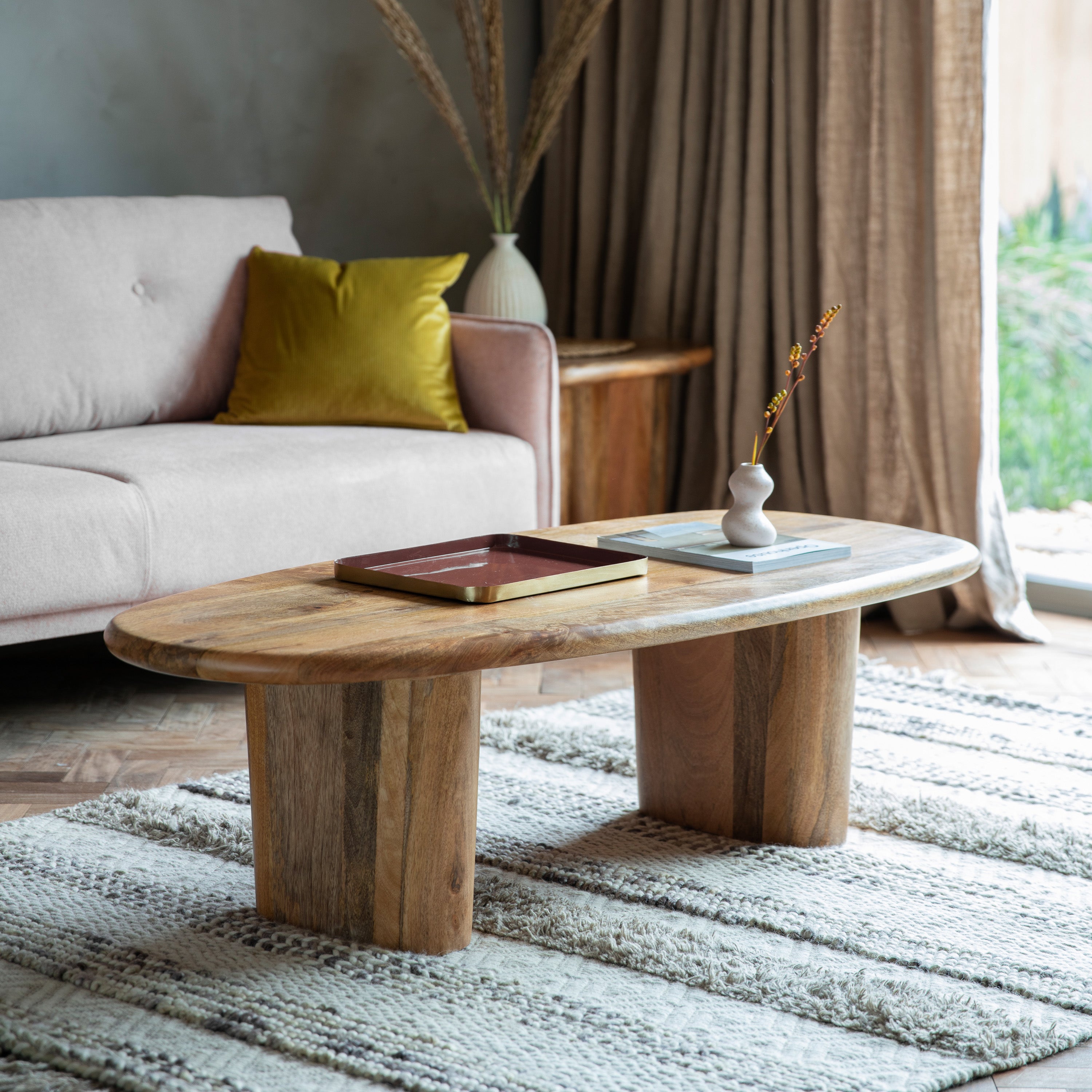 Jasper organically shaped chunky mango wood coffee table | MalletandPlane.com