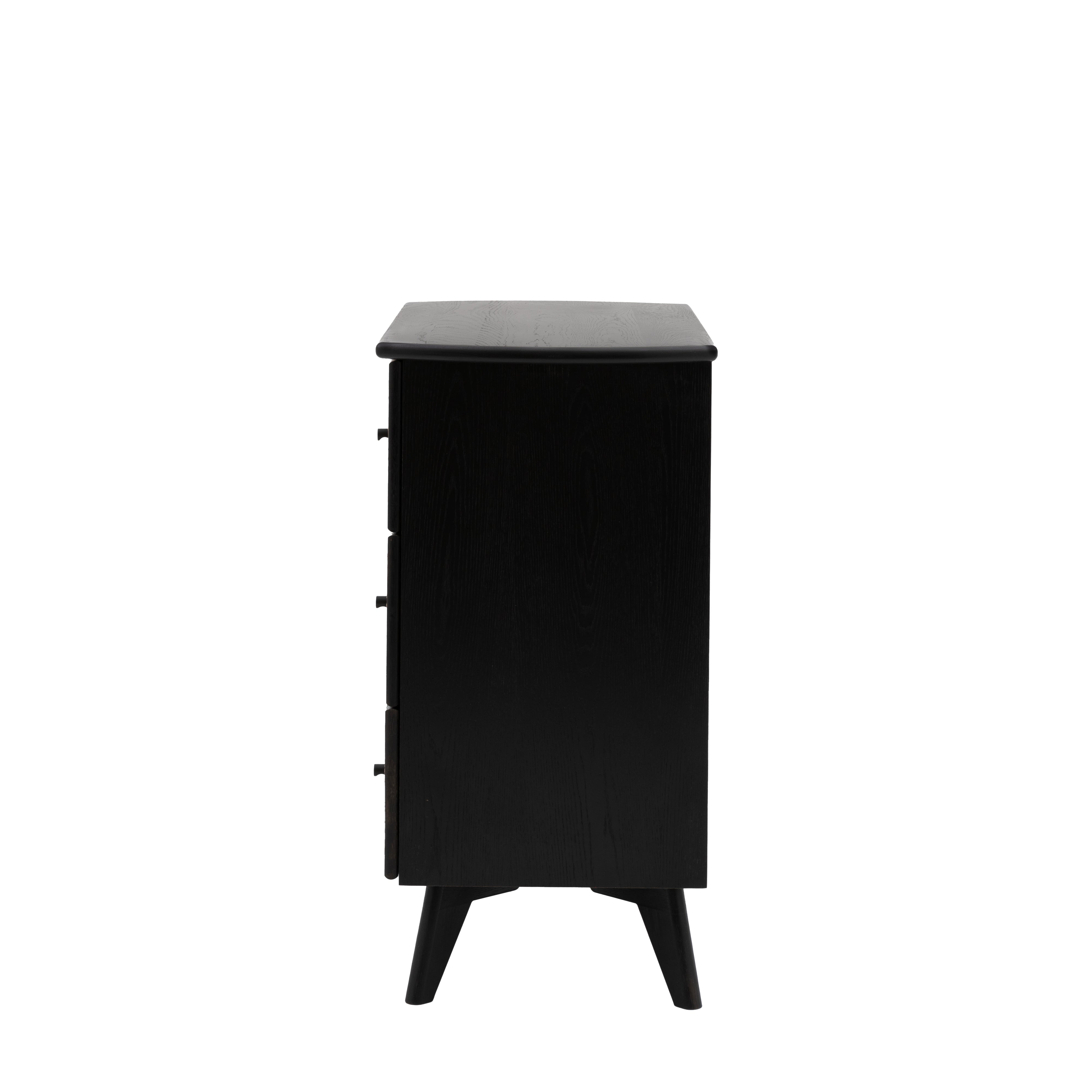 Hoxton Chest of Drawers in black oak with contrasting rattan drawer frontals | MalletandPlane.com