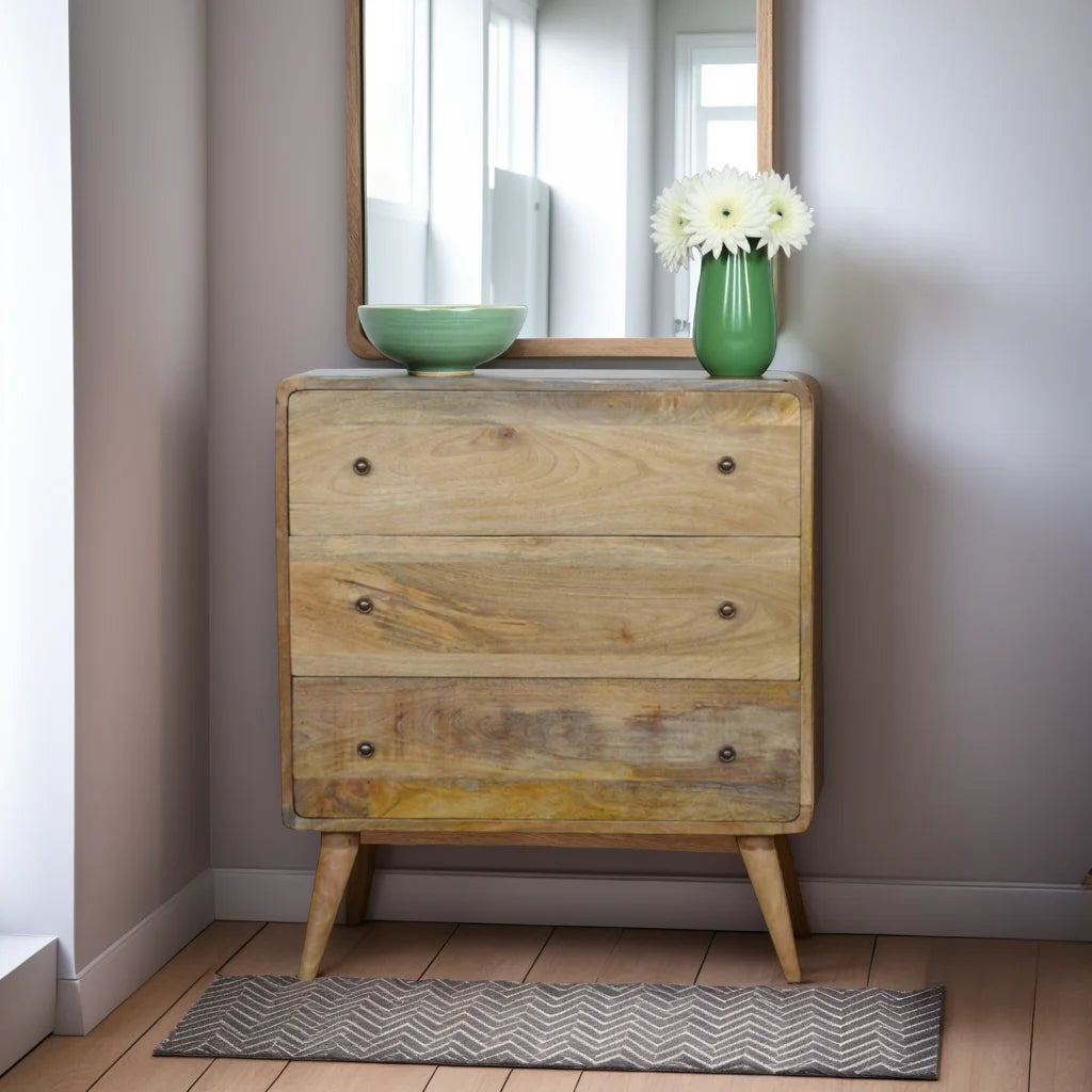 Modal Handmade solid wood chest of 3 drawers in an oak-ish natural finish | malletandplane.com