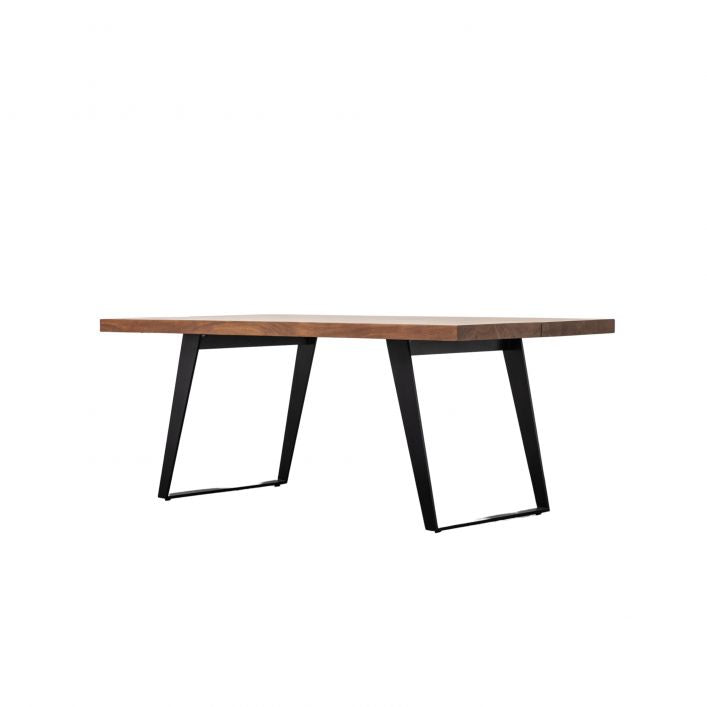 Pimlico Dining Table in Solid Natural Acacia with Grey Metal Angular Legs | MalletandPlane.com