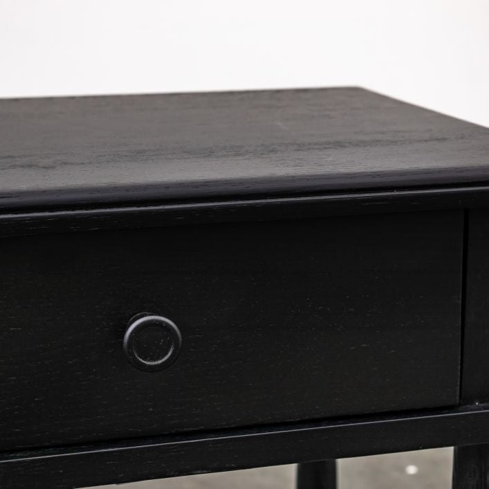 Axel black oak 1 drawer dressing table | malletandplane.com
