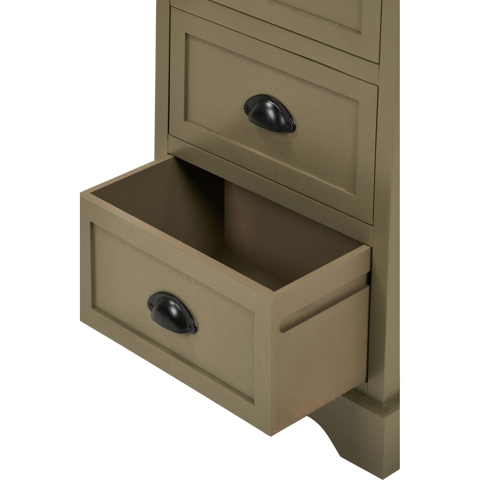 Croft Olive 3 Drawer 70cm Tall Bedside Table