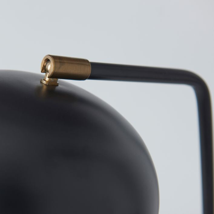 Brody task lamp in matt black with antique brass shade interior | MalletandPlane.com