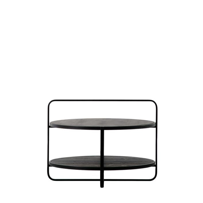 Zac round coffee table in metal and fir veneer with a black or natural finish | MalletandPlane.com