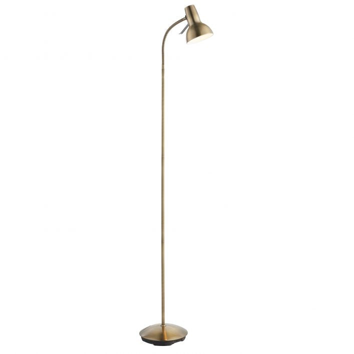 Tucci adjustable floor lamp in antique brass | MalletandPlane.com