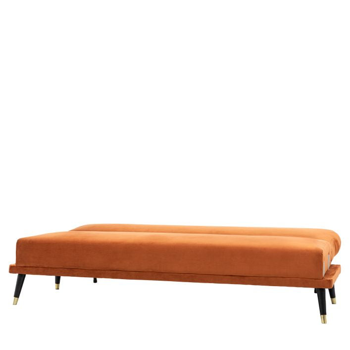 Steve click clack sofa bed in rust, cyan blue, or deep grey upholstery | malletandplane.com