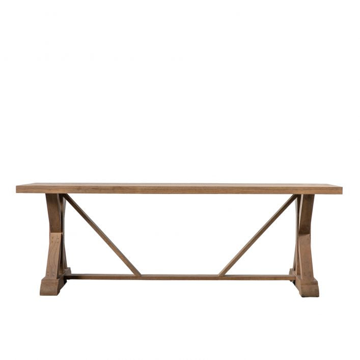 Ashbrook Sandblasted Natural Solid Wood X Frame Dining Table in Small or Large Size | MalletandPlane.com