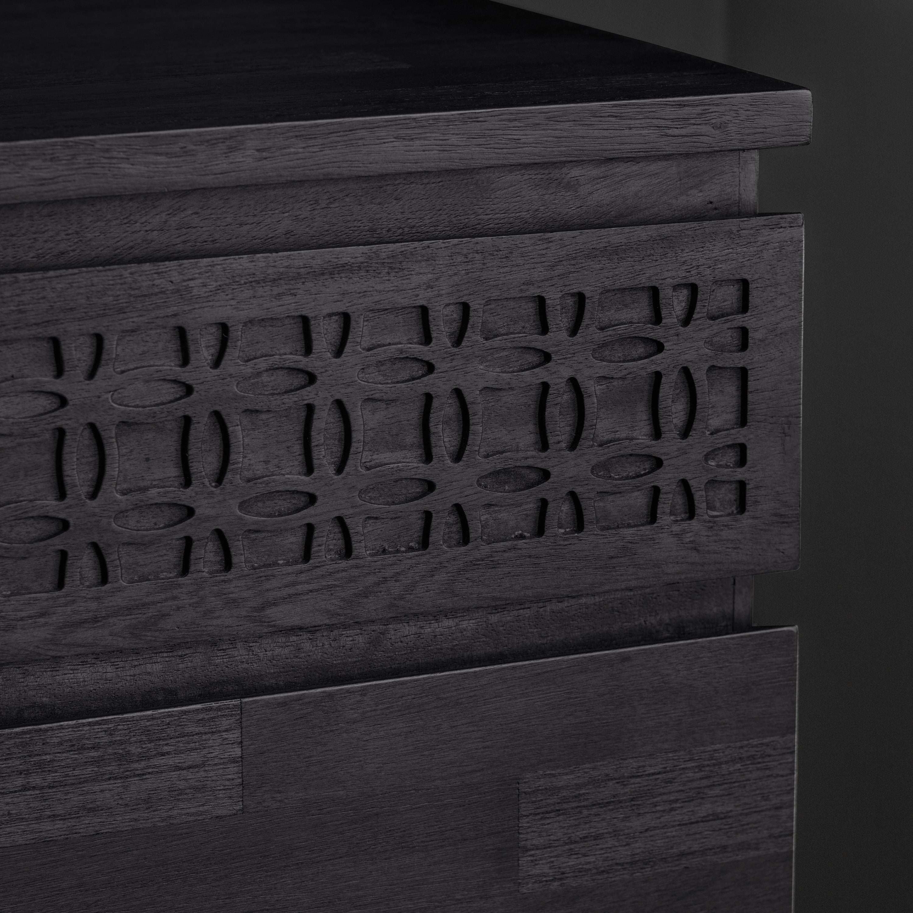 LAYLAH Black 4 Drawer Chest of Drawers - detail and lifestyle view 3