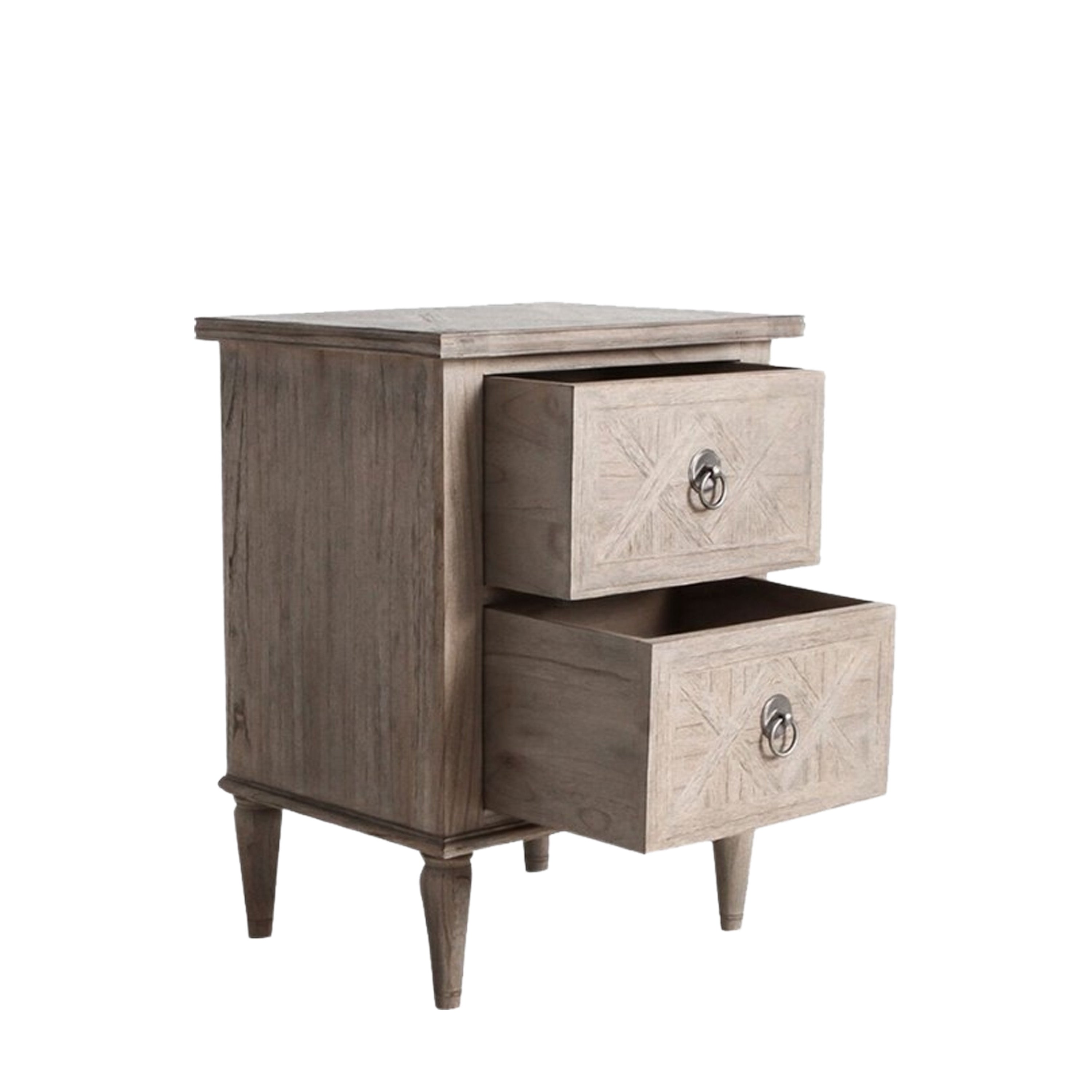 Yarrow Natural 2 Drawer Bedside Table - detail and lifestyle view 3