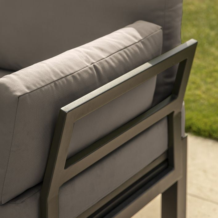 Ortona outdoor lounge set with sunlounger feature and finished in charcoal | malletandplane.com