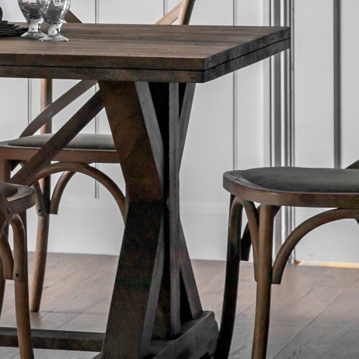 Ashbrook Sandblasted Natural Solid Wood X Frame Dining Table in Small or Large Size | MalletandPlane.com