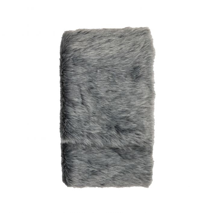 Alaska deep super soft grey faux fur throw | malletandplane.com