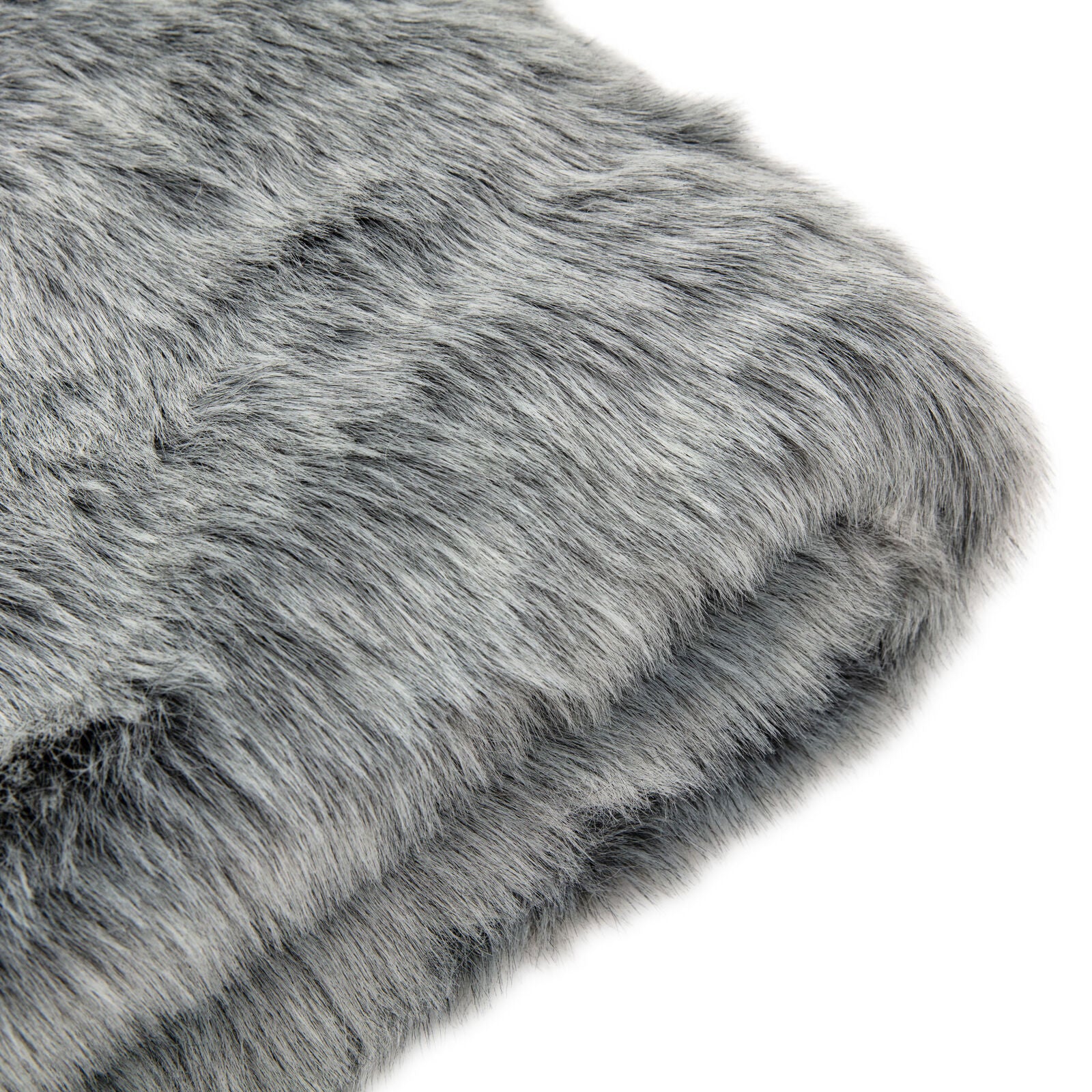 Alaska deep super soft grey faux fur throw | malletandplane.com