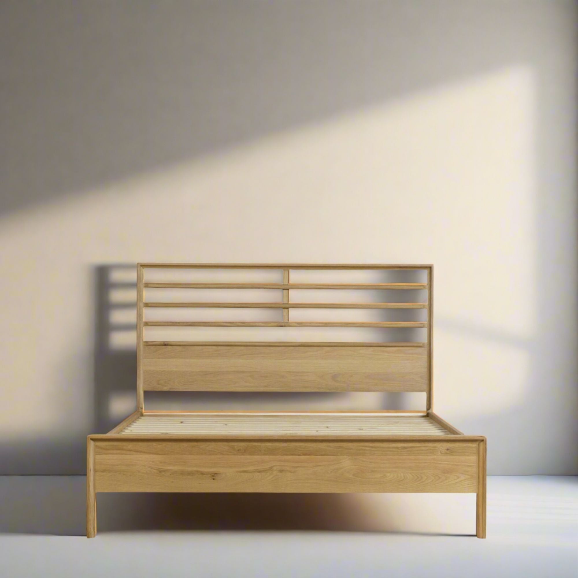 Alfie king sized bed frame in natural oak | malletandplane.com