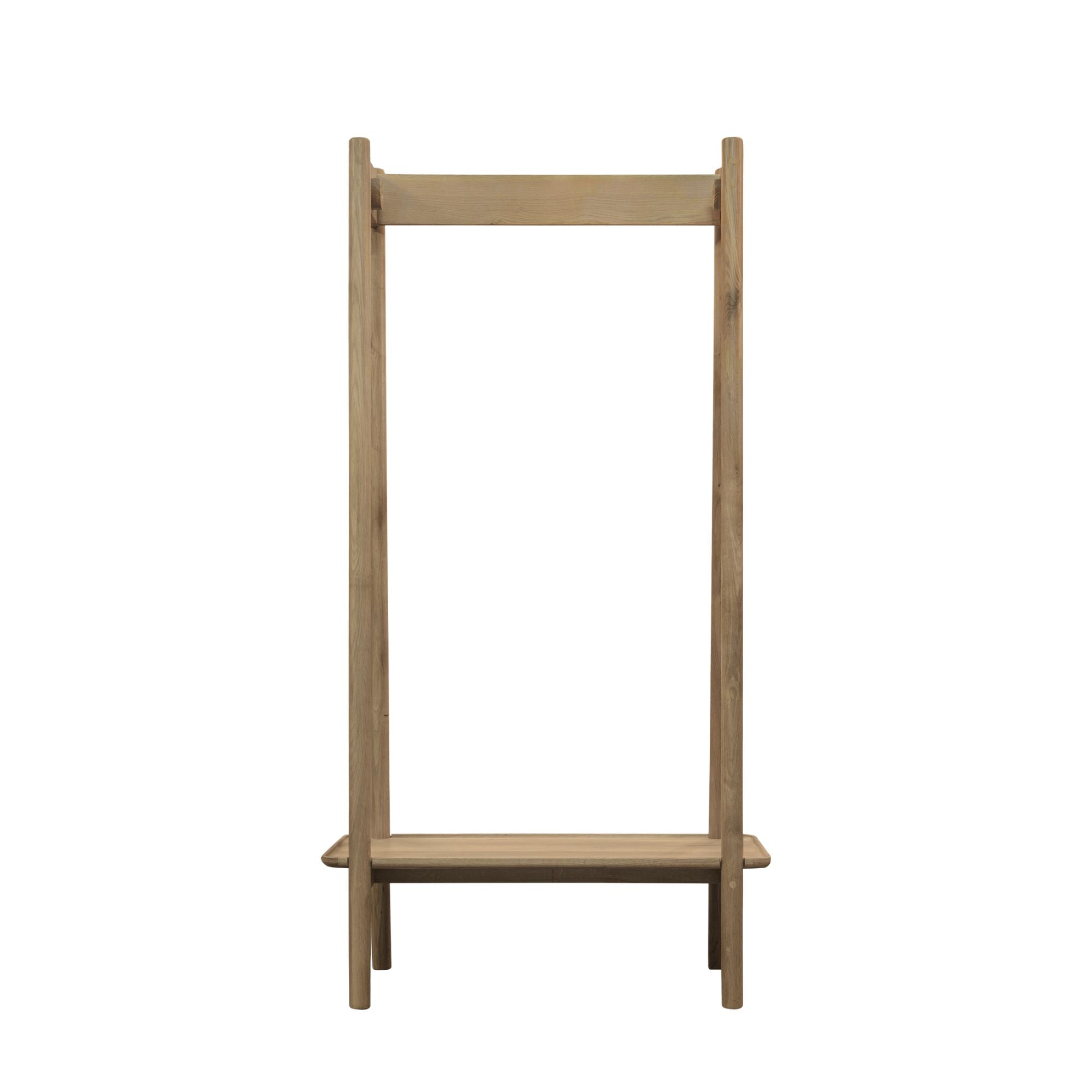 Alfie oak open wardrobe with shelf and hanging rail | malletandplane.com