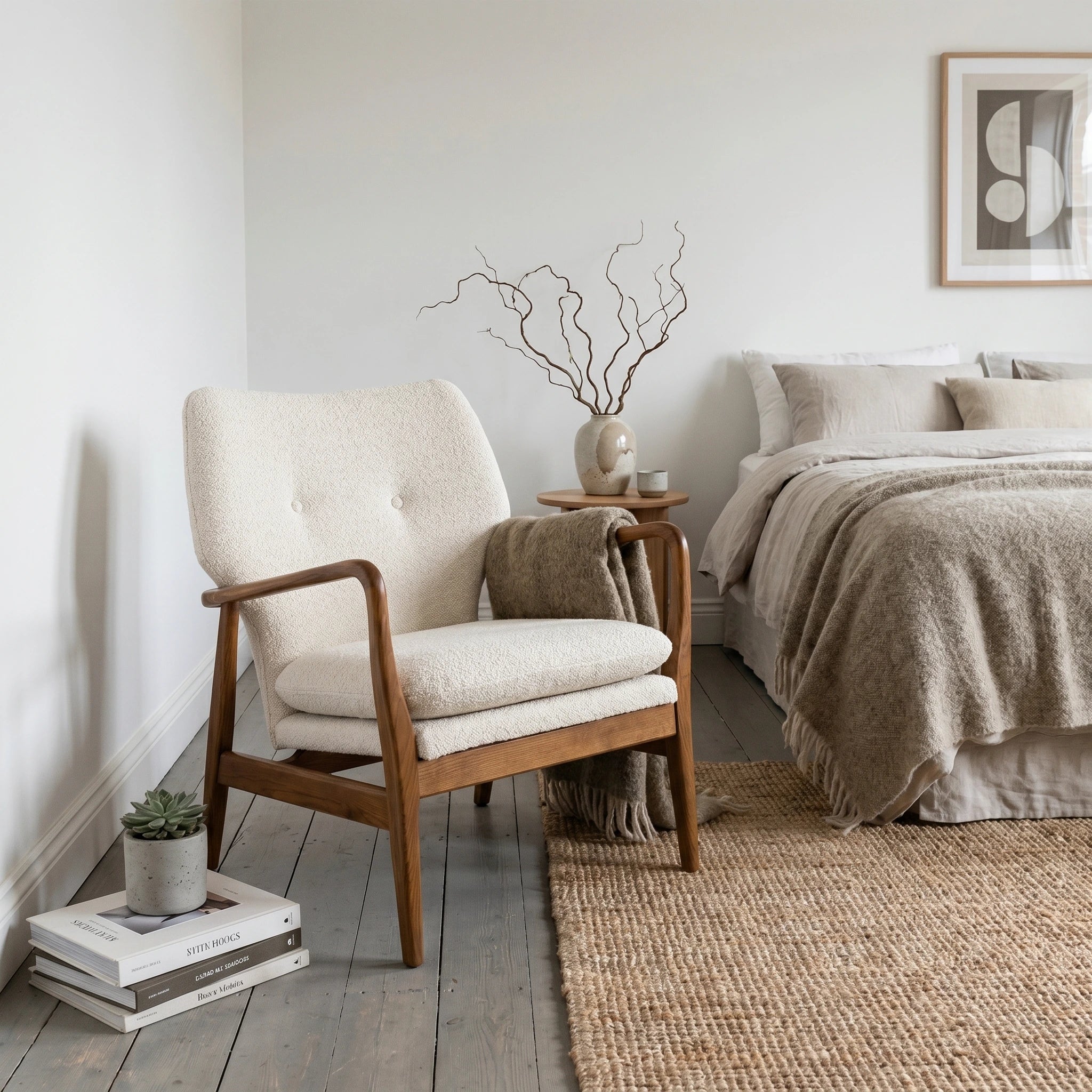 ARNY Cream Mid Century Style Small Armchair