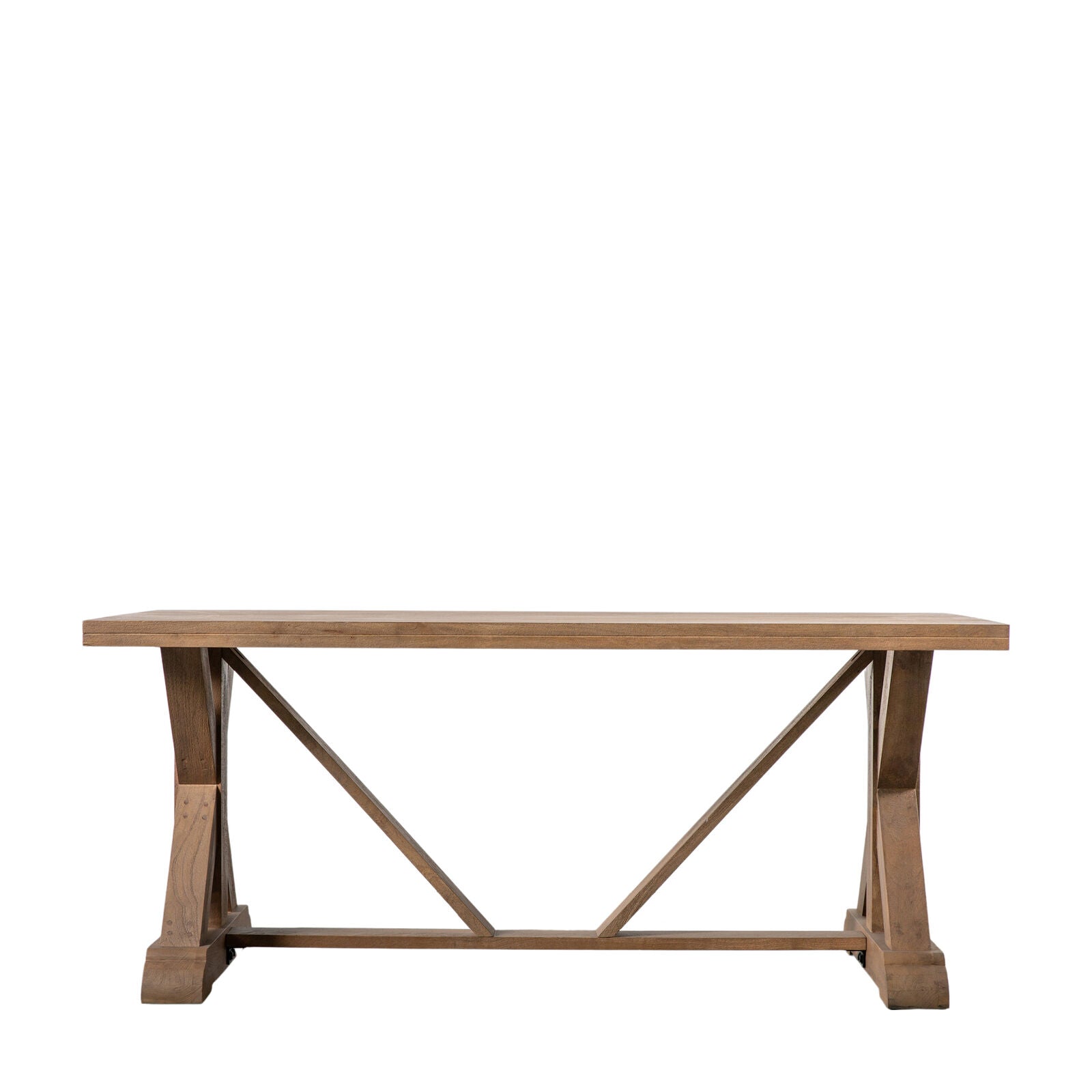 Ashbrook Sandblasted Natural Solid Wood X Frame Dining Table in Small or Large Size | MalletandPlane.com