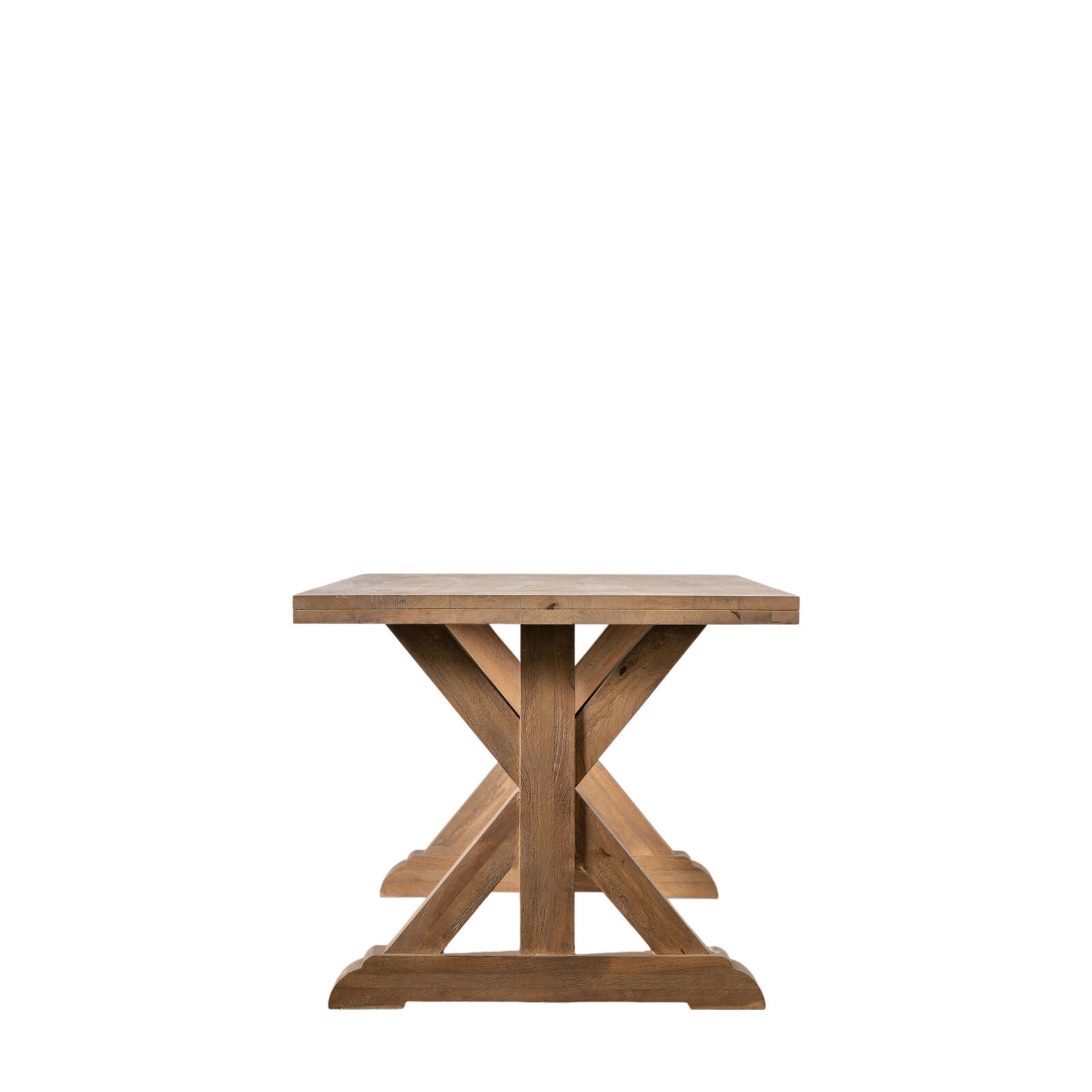 Ashbrook Sandblasted Natural Solid Wood X Frame Dining Table in Small or Large Size | MalletandPlane.com