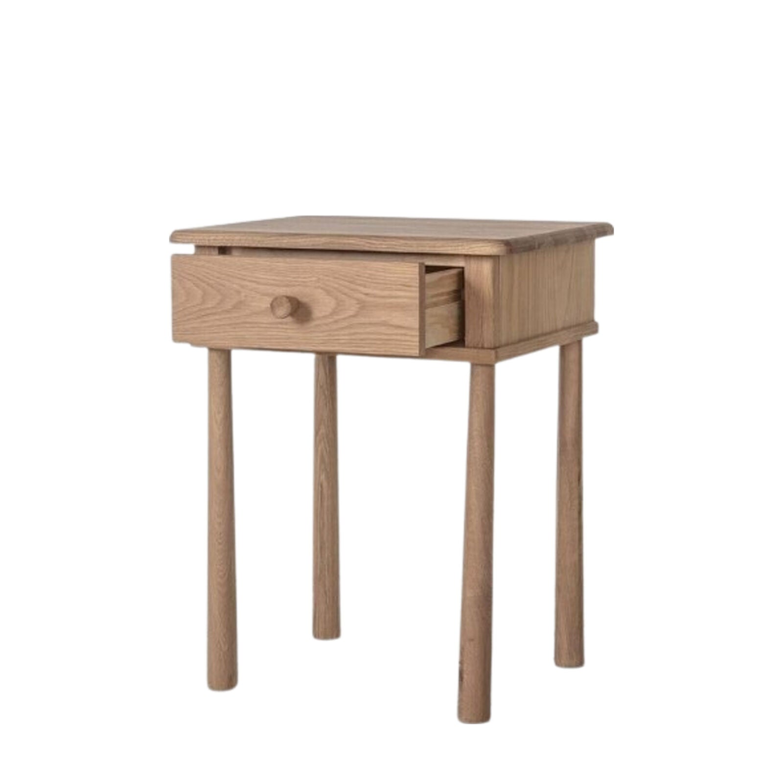 Axel Nordic style natural oak bedside table with pull out drawer | malletandplane.com