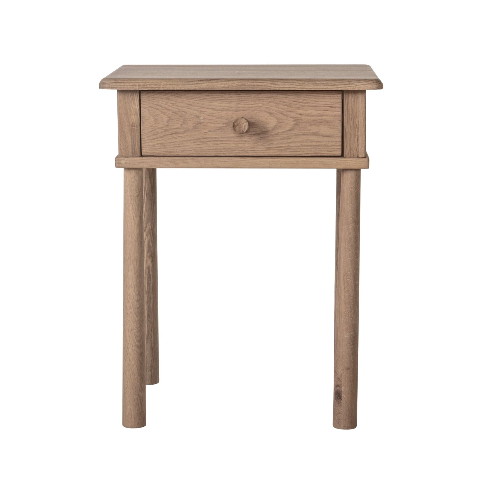 Axel Nordic style natural oak bedside table with pull out drawer | malletandplane.com