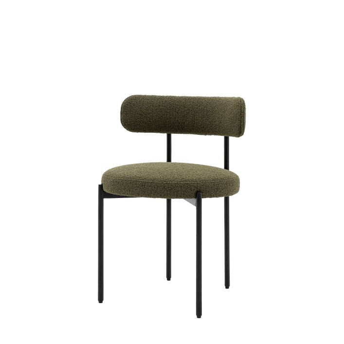 Circa upholstered curved dining chair set of 2 with black metal frame | malletandplane.com