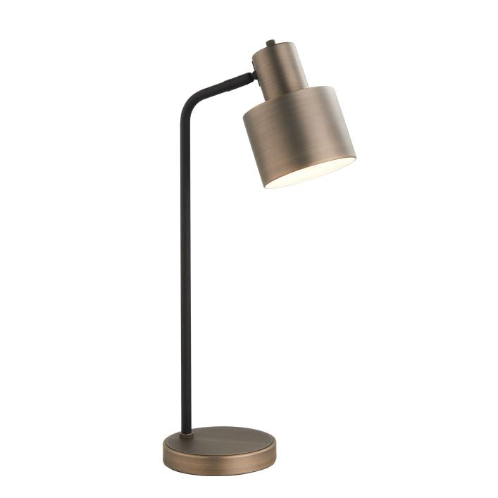Kel antique brass and black table lamp with adjustable shade and knurled switch | MalletandPlane.com
